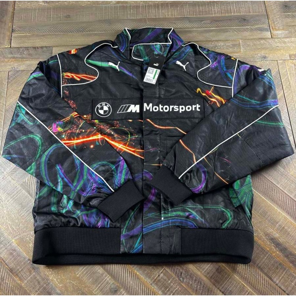 Puma BMW M Motorsport Cao Fei Racer Jacket Black Multi 633178 01 Mens L NEW